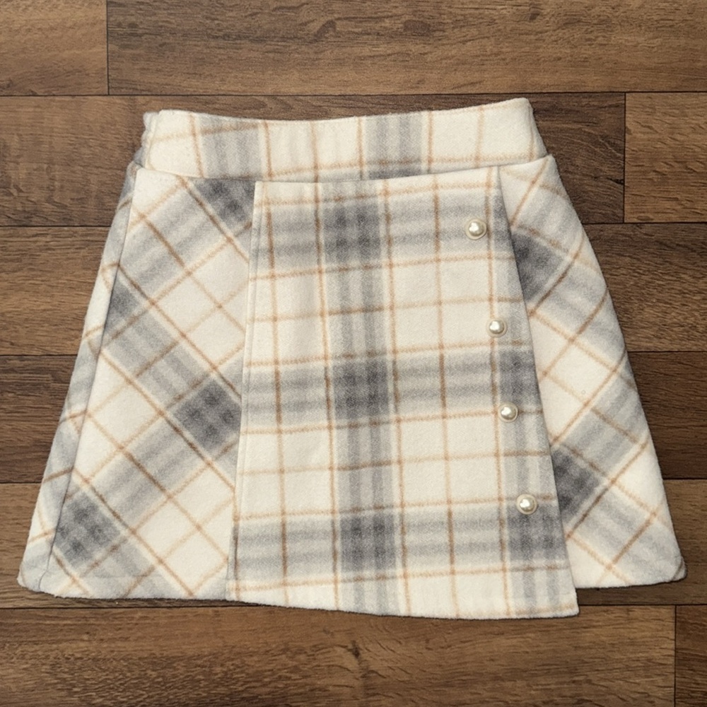 Liz Lisa Japanese Kawaii Size 0 Checkered Plaid Mini Skirt Soft Faux Pearl Love